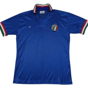 VTG 80s Doss Italia Soccer Jersey Mens L Blue USA Made Futbol Italy Blokecore